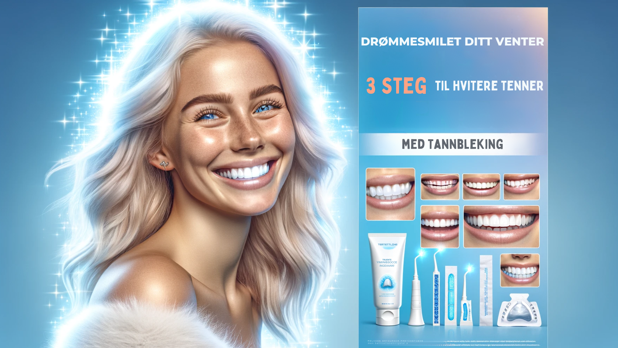 3 enkle steg til hvitere tenner med tannbleking