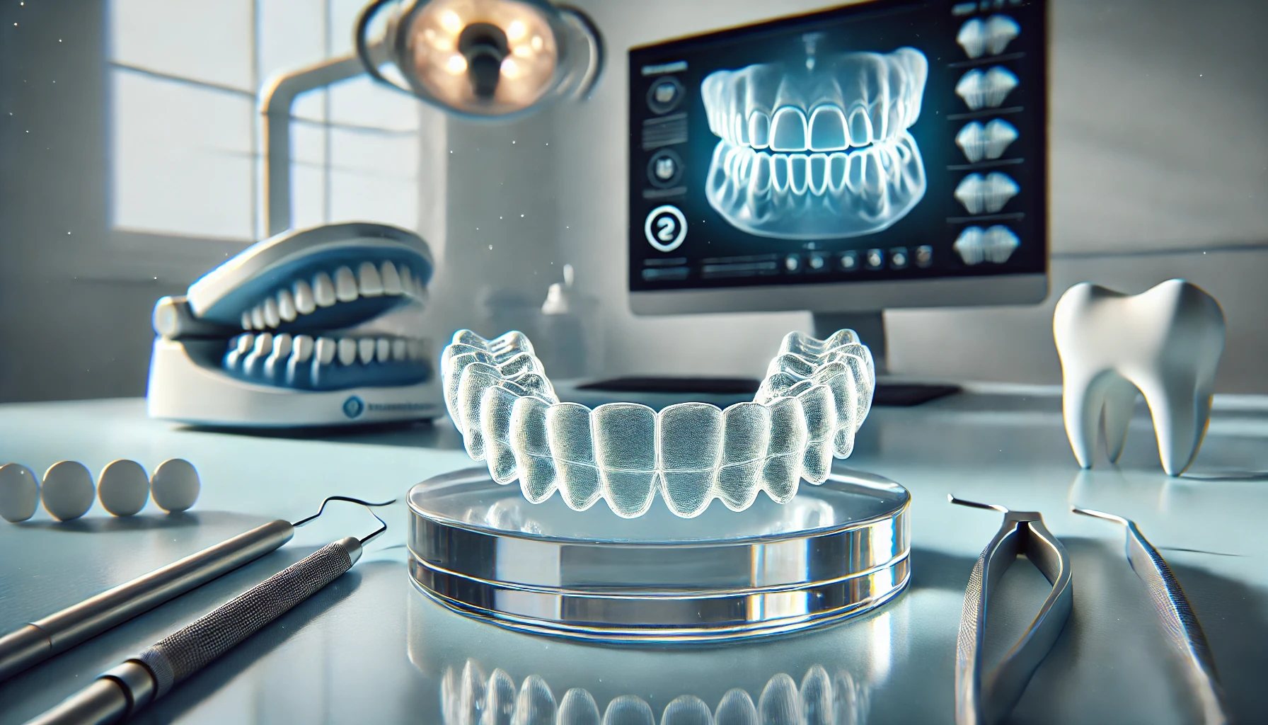 Moderne tannklinikk viser hvordan gjennomsiktige skinner virker tradisjonell regulering få rette tenner mellomrom mellom tennene usynlig regulering baksiden av tennene behandles med usynlig tannregulering