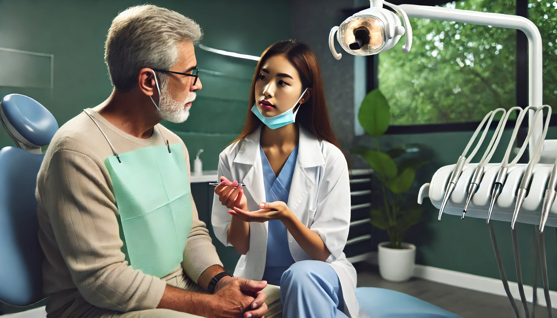 Tannlege gir råd om etterbehandling og forebygging av ny infeksjon i klinikk.