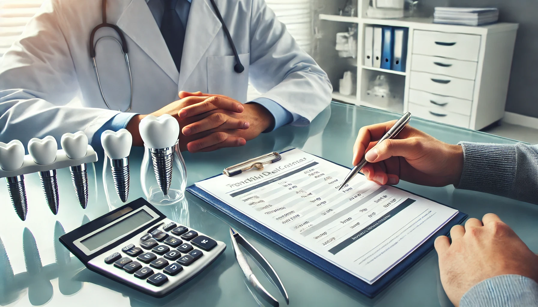 "Moderne tannklinikk hvor pasient konsulterer tannlege om behandling."