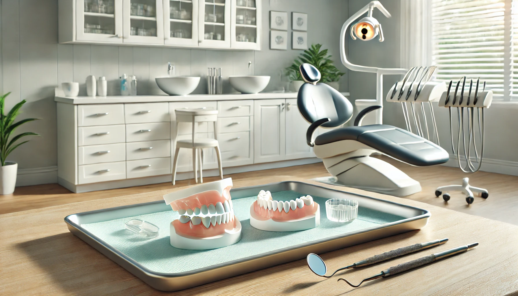 Rolig tannklinikk som viser tips for komfort og tilvenning til tannproteser, uten tekst i bildet." Let me know if you'd like any further adjustments!